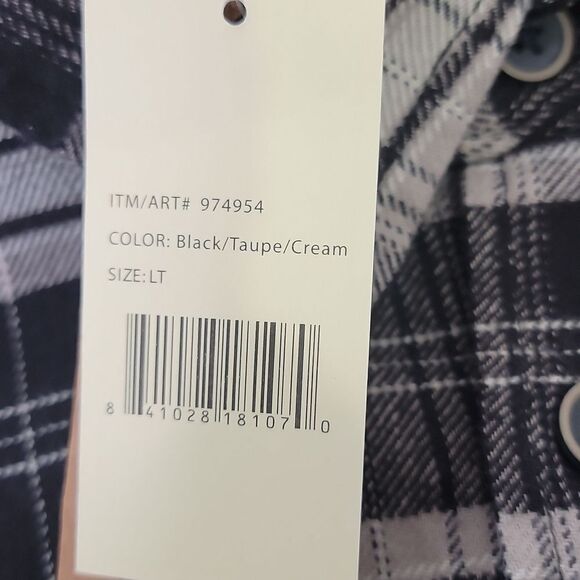 Jachs. Flannel. Black, Gray and White Plaid Button-Up Shirt. Size LT. NWT - Picture 9 of 9